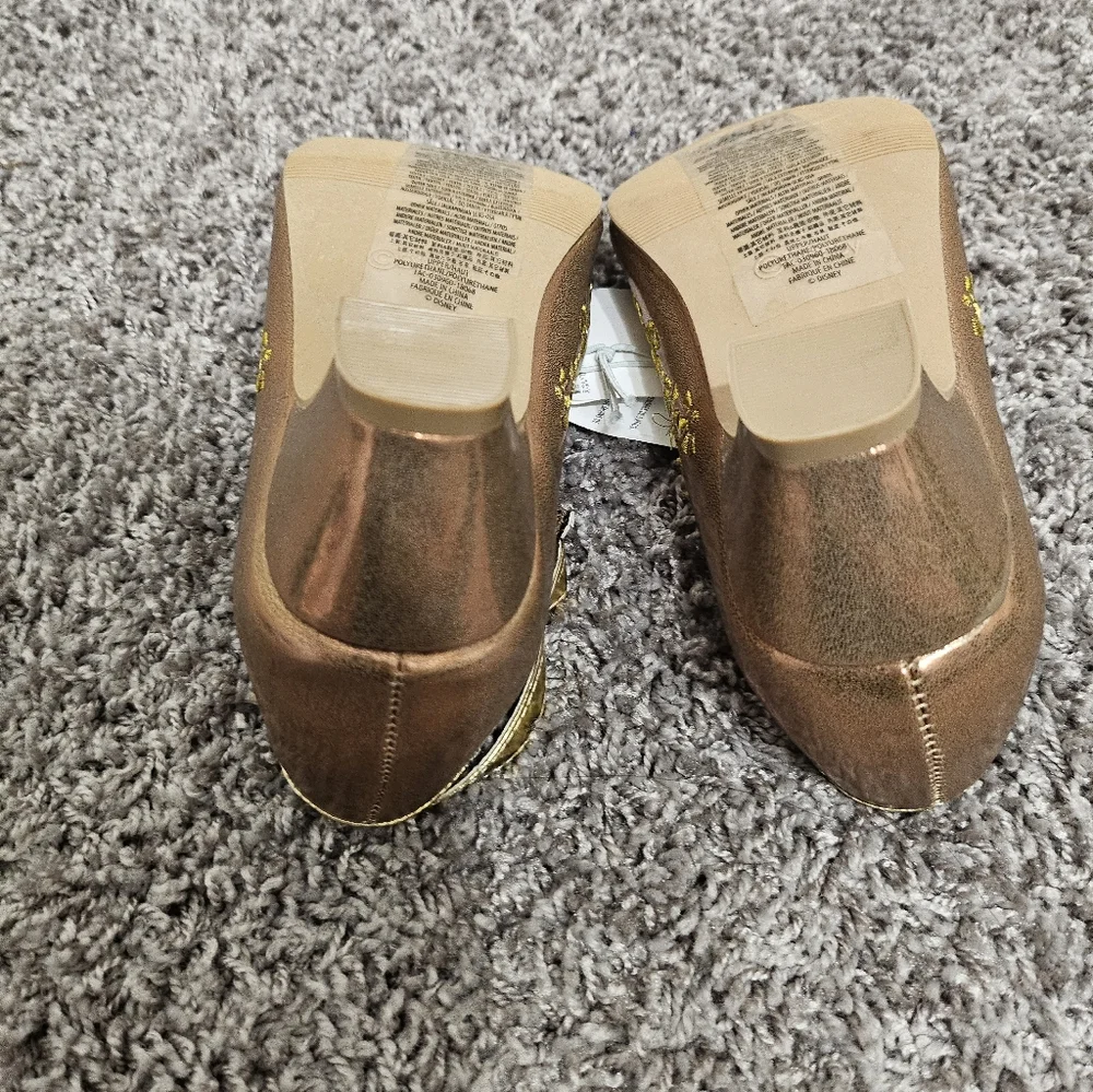 Disney Elena of Avalor Girls Dress Shoes Gold Embroidered Princess Heels Size 13